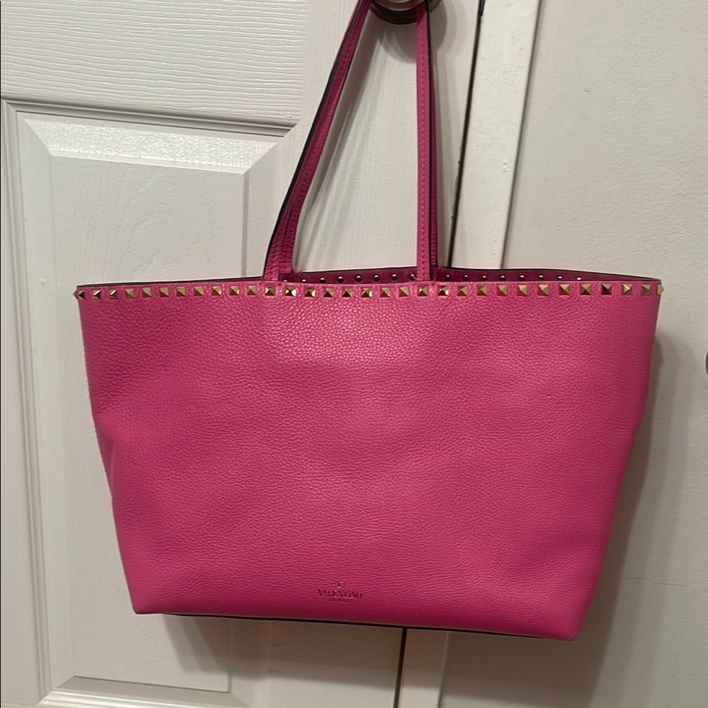 Valentino Pink Leather Tote Bag